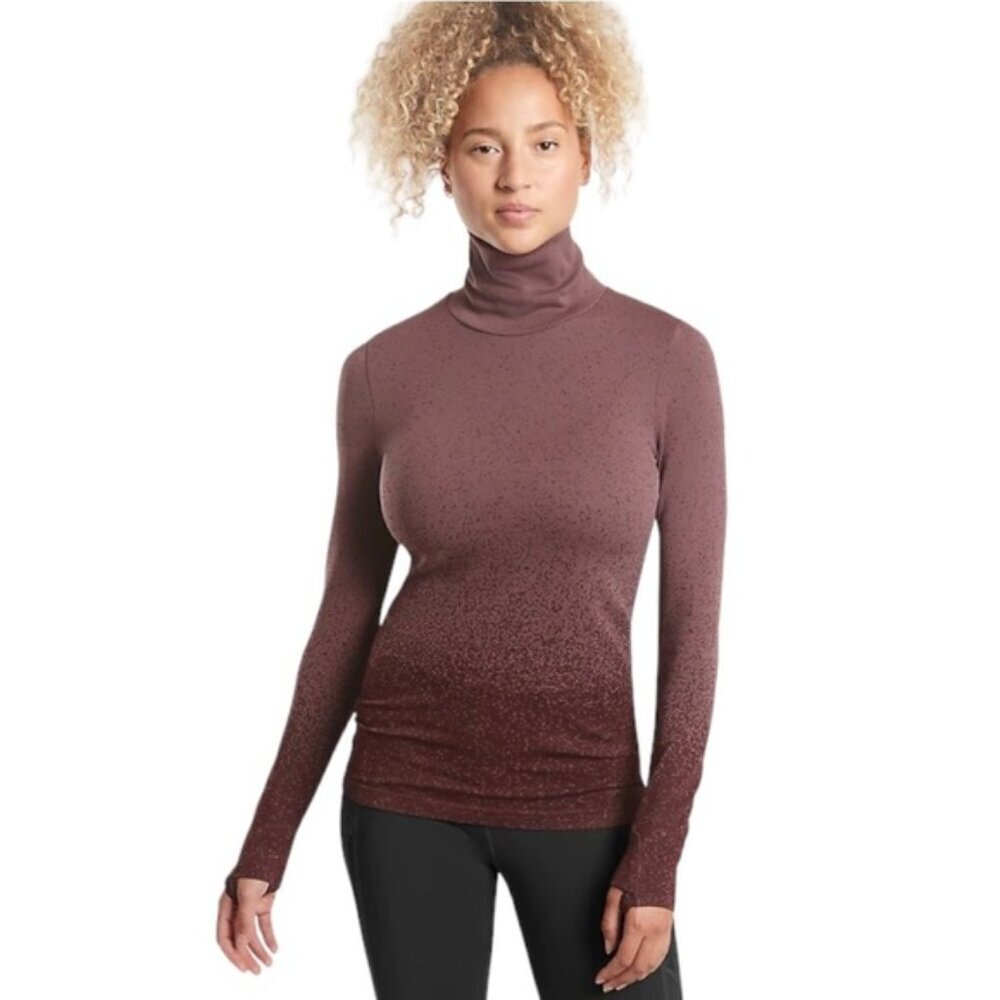 Athleta Long Sleeve Top Women’s Size Small Ombre‎ Gradient Turtleneck Seamless